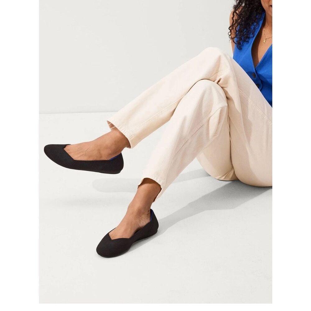 New Rothy's The Flat Round Toe Bellet Flats Shoes Black Size 9